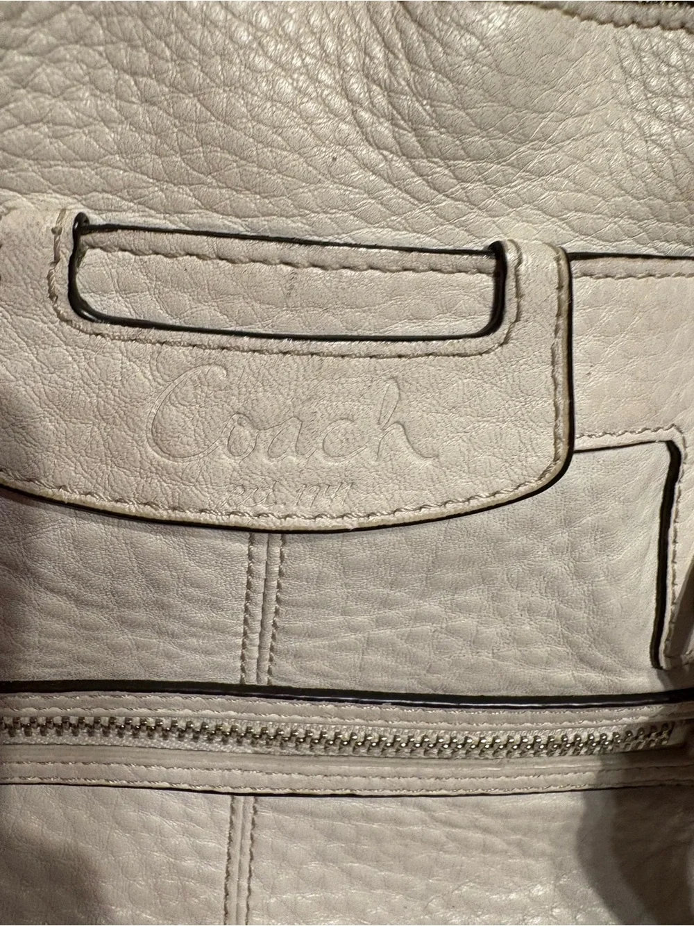 Textured Cream Shoulder Satchel with Yellow Accent